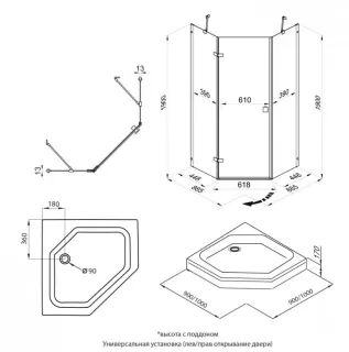 Душевой уголок Triton Сигма Щ0000054219 90x90 см профиль хром стекло прозрачное